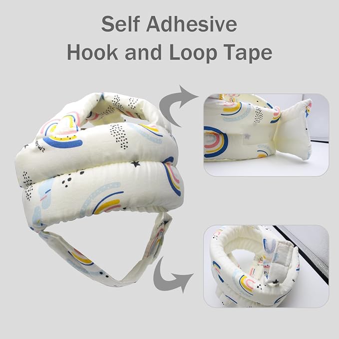 Baby Head Protector Baby Helmet for Crawling Walking, No Bumps Safety Head Adjustable Protective Cap for Walking, Playing (Rainbow)