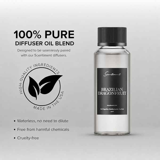 Scentiment Brazilian Dragon Fruit Diffuser Oil – Dragon Fruit, Citrus & Soft Musk – Sweet, Fruity & Tropical Fragrance Oil for Cold Air Diffusers – 4.06 fl oz (120 mL)