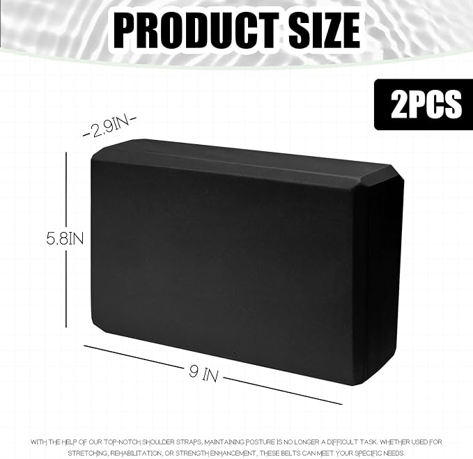 2 Pcs Yoga Blocks, 9"x6"x3" Foam Blocks Yoga Props for Pilates Stretching and Meditation Exercise Blocks Lightweight Yoga Essentials