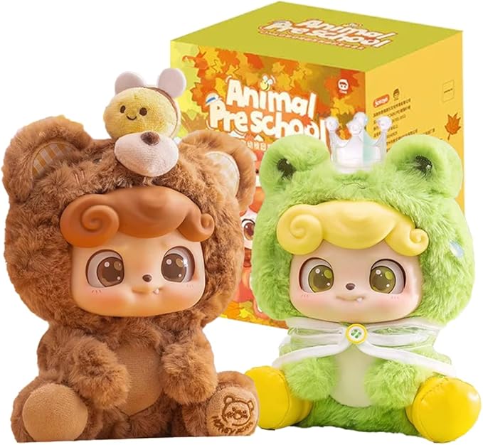 Q.Kid Animal Preschool Plush Series Blind Box 1PC (1 of 7 Possible Styles) Cute Figures Collectible Toys Birthday Gifts (1Pc-Blind Box)