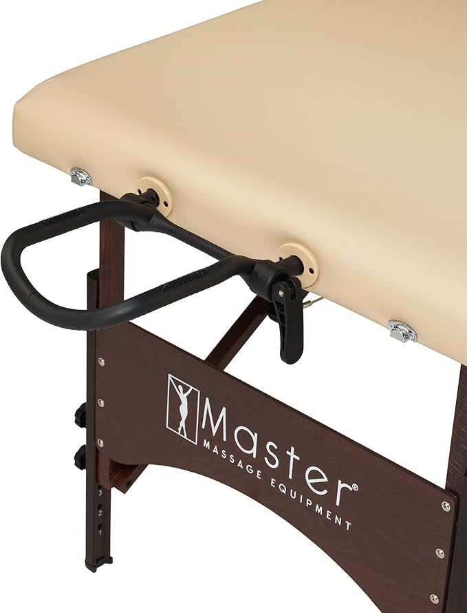 Master Massage 28" Argo Portable Massage Table in Cream with Walnut Legs- Spa Bed for Tabletop Exercise & Massage