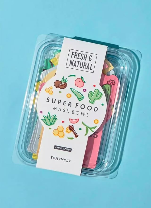TONYMOLY Super Food Mask Bowl - Antioxidant Korean Face Sheet Mask Set | Packed with superfood extracts rich in antioxidants and vitamins to help revitalize dull, tired-looking skin