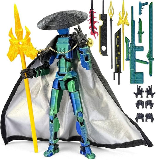 Assembly Completed T13 Action Figures,T 13 Action Figure, Robo 13 3D Printed Action Figure - The Ultimate Hero for Action-Packed Playtime,5.2 Inch (Blue Green)