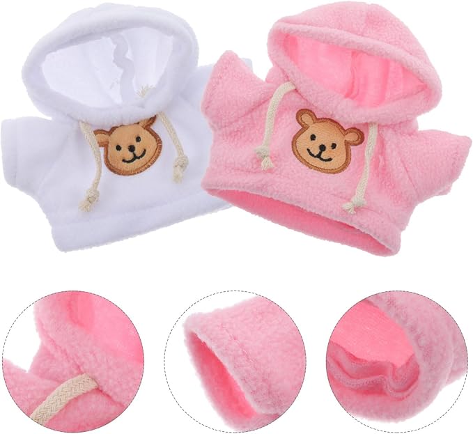 Toyvian 2pcs Small Plush Bear Doll Costume Stuffed Animal Outfit Girl Boy Plush Doll Hooded Sweater Clothes Cute Stuffed Animal Outfit Clothing for 6-8 Inch Stuffed Bears