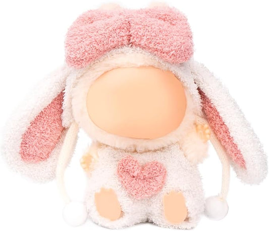 Handmade Doll Clothes Outfit Set,17cm Dolls Keychain Accessories for Kawaii Clothing Set, Pink Rabbit Ears Clothes,Faking Animal Style Outfit Jumpsuit(NO Doll)