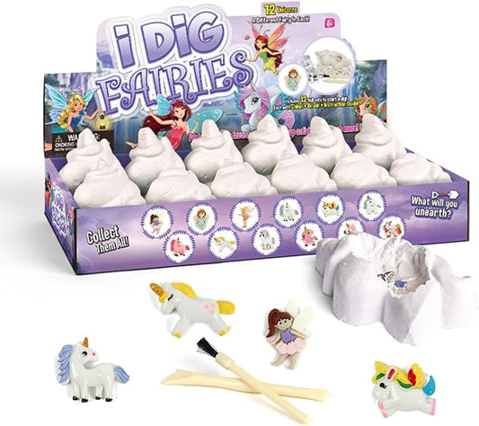 Liberty Imports 12-Pack Fairy and Unicorn Excavation Kit for Kids - Enchanted Magical Digging Adventure - Ideal Party Favors, Educational STEM Toys for Girls and Boys