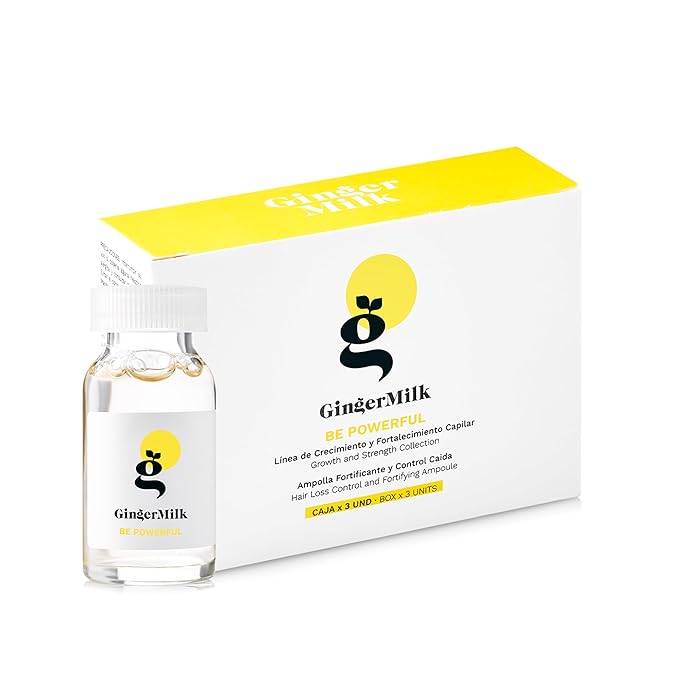 Hair Growth Ampoule with Biotin & Ginger | Controls Hair Loss, Stimulates Scalp & Strengthens Roots | BE Powerful by Ginger Milk | 3-Pack (0.5 fl oz ea)