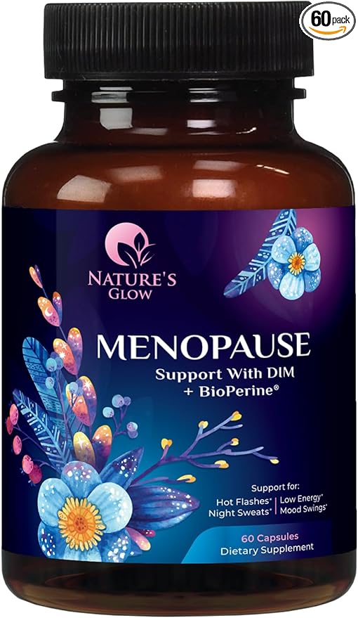 Menopause Supplements for Women - Natural Hormone Support with DIM, BioPerine & Broccoli Extract - Menopause Relief and Balance Antioxidant, for Hot Flashes and Night Sweats Support - 60 Capsules