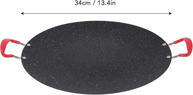 Non Stick Korean Grill Pan, Round BBQ Griddle Pan with Silicone Handle Design, High Temperature Resistant, Suitable for Camping, Outdoor Barbecue (Medium 80 X 60 X 53cm / 31.5 X