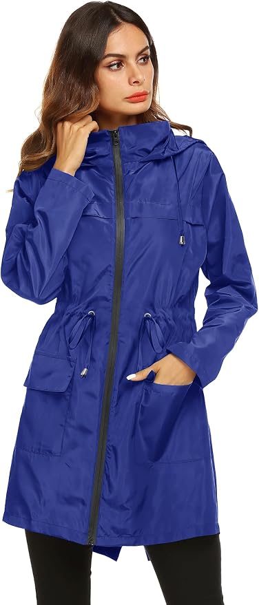Lomon Women Waterproof Lightweight Rain Jacket Active Outdoor Hooded Raincoat