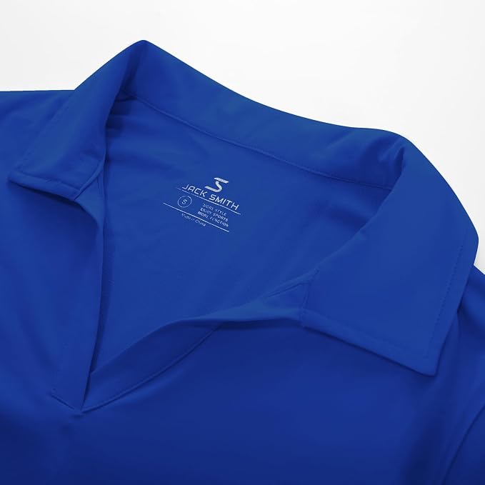 JACK SMITH Women's Golf Polo Shirt V Neck Short Sleeve Tennis Shirt Sun Protection Moisture Wicking Athletic Tops