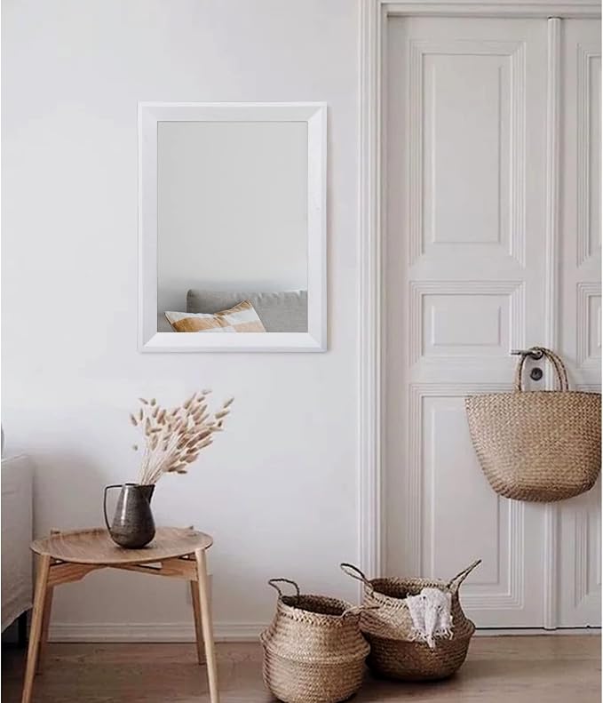 AAZZKANG Rectangular Wall Mirror Decorative Wood Framed Mirrors Large 20"x16" for Farmhouse Bedroom Bathroom Living Room Entryway Hanging Home Decor | 20"x16" Decorative Farmhouse Bedroom Bathroom Living Room Entryway