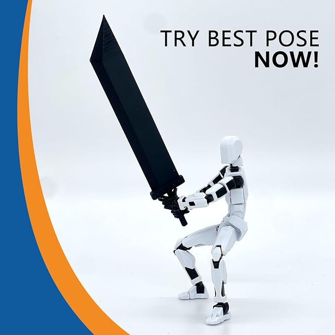 (Assembly Completed) T13 Action Figure Set, Titan 13 Robot Dummy 3D Printed robo 13 Action Figure Articulated, Lucky 13 Gift for Collectors Desktop Decorations (Black Red+White)