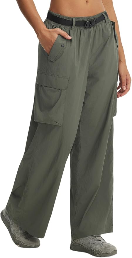baleaf Women's Lightweight Hiking Pants Quick Dry Wide Leg Outdoor Pants for Women Travel Cargo Pants with Pockets