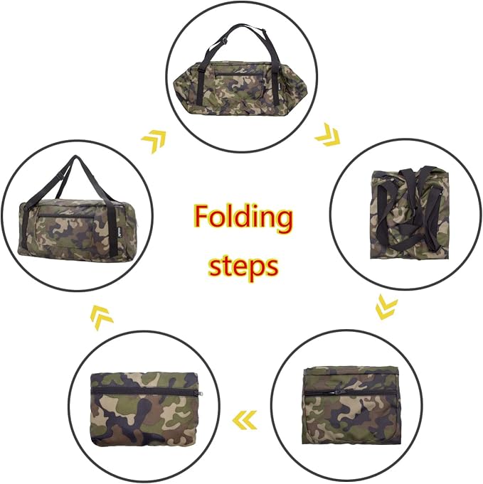 HOLYLUCK Foldable Travel Duffel Bag For Women & Men Luggage Great for Gym (jungle camo)
