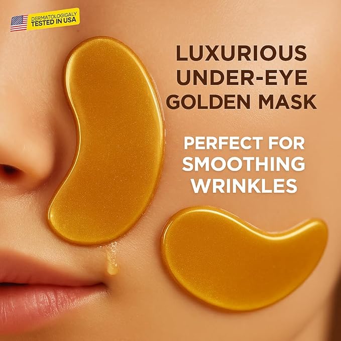 Under Eye Patches – 20 Pairs Collagen Gold Eye Mask with Hyaluronic Acid, Green Tea, Aloe & Matcha – Puffy Eyes, Dark Circles, Wrinkles & Bags Treatment – For All Skin Types