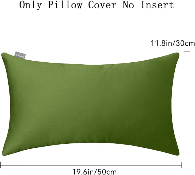 Thmyo 4-Pack 100% Cotton Lumbar Comfortable Solid Decorative Throw Pillow Case, Rectangle Cushion Cover Pillowcase Sublimation Blank Pillow Covers DIY Throw Pillowcase(12x20inch/30x50cm, Olive Green)