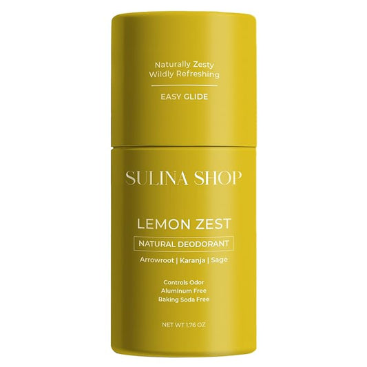 Sulina Shop Natural Deodorant, Aluminum Free, Lemon Zest | Fresh lemon zest scent, Sensitive skin-friendly, Baking soda-free, Plant-based odor protection.