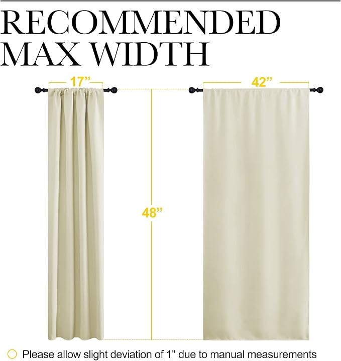 NICETOWN Blackout Curtains for Bedroom, Home Decorations Thermal Insulated Solid Rod Pocket Blackout Drapes for Cafe (Beige, One Pair, 42 x 48-inch)