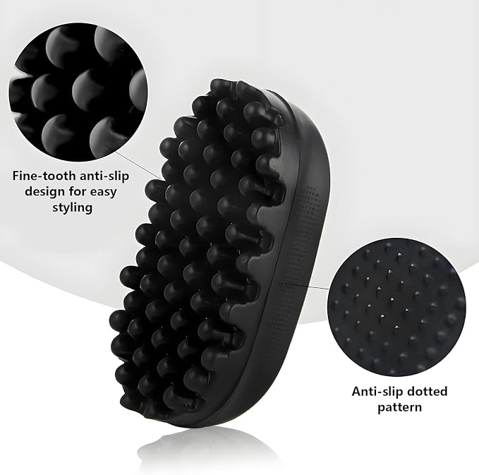 Rubber Curling Hair Brush，Premium Twist Tool for Afro Hair，Ideal for Curly, Coiled, 4C Hair，Quick & Easy Styling，Black