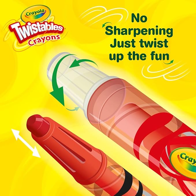 Crayola Twistables Crayons for Kids (24ct) No Sharpen Toddler Coloring Supplies, Less Mess, Easter Basket Stuffers & Gifts for Boys & Girls, Ages 3, 4, 5
