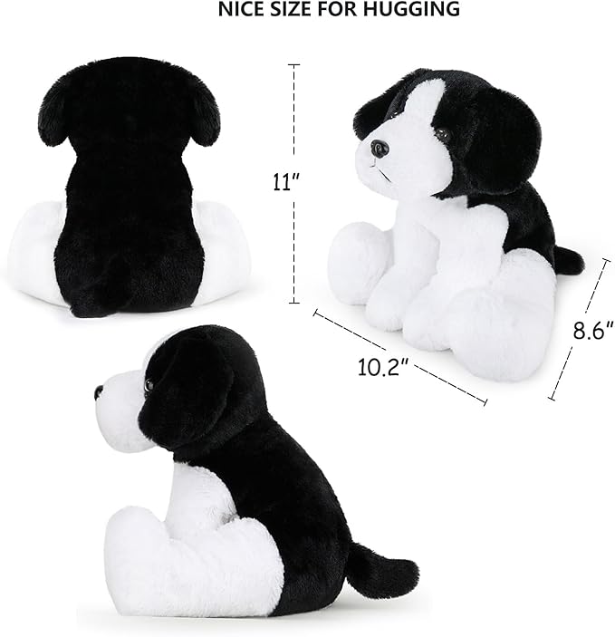 Sheepdog Border Collie Stuffed Animals Black and White Dog Puppy Plush Toys for Kids Boys Girls Baby Birthday Easter