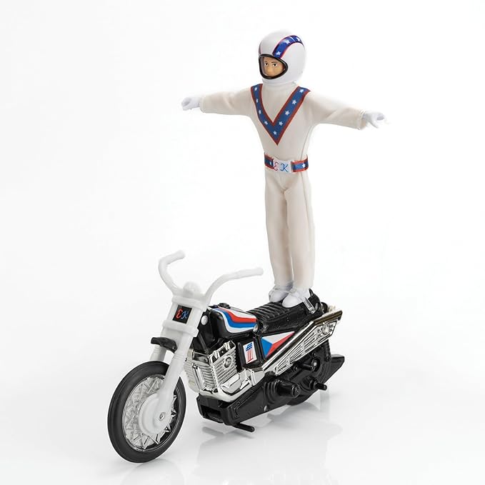 Evel Knievel Stunt Cycle - The Amazing Wind Up and Go Action Toy Launcher for Ultimate Jumps, Crashes, Flips and More - 8 Inch Bike Jumps Anywhere from 100 to 150 Feet - Original 1970's Stunt Bike.