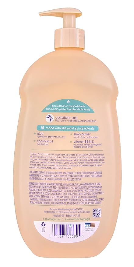 Baby Magic Soothing Hair & Body Wash, Vanilla & Oat, Soothes and Cleanses, Specially Formulated for Baby's Delicate Skin, Tear Free, Hypoallergenic, Dermatologist Recommended, 30 Fl Oz