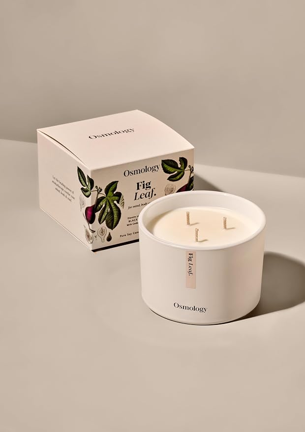 Fig Leaf Aromatherapy Candle – Fig, Coconut & Cedarwood Scented Candle, Plant-Based Wax, 15.8 oz, 60 Hour Burn Time, Fresh & Relaxing Candle