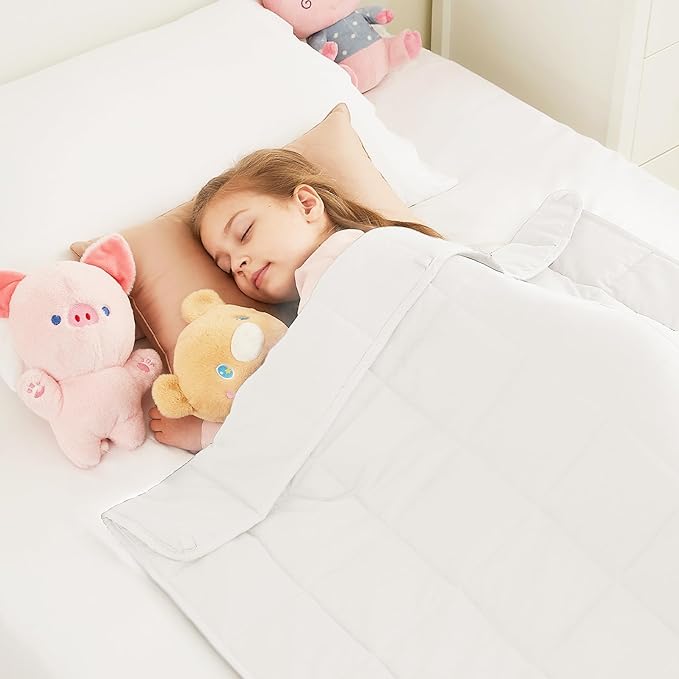 Weighted Blanket - 7 lbs White Heavy Blanket - Small Size Breathable Lap Blanket(41"x60", 7 lbs)