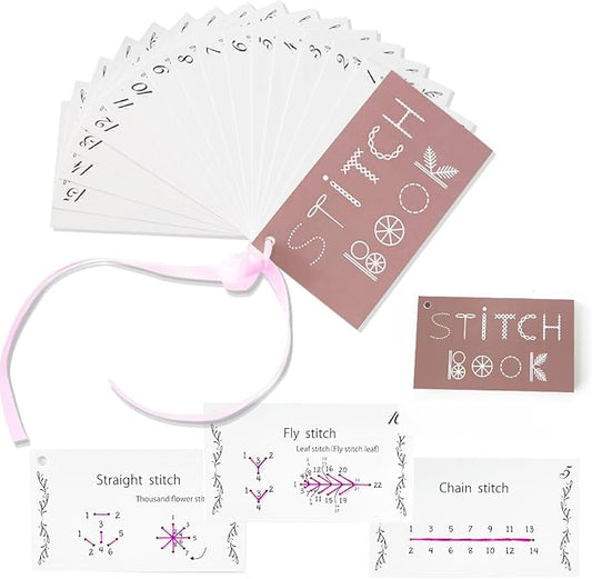 Creative Mini Sewing Book 2 PCS- Sewing Book for Beginners, Paper Embroidery Cards Kit,Stitch Learning Craft Kit for Adults