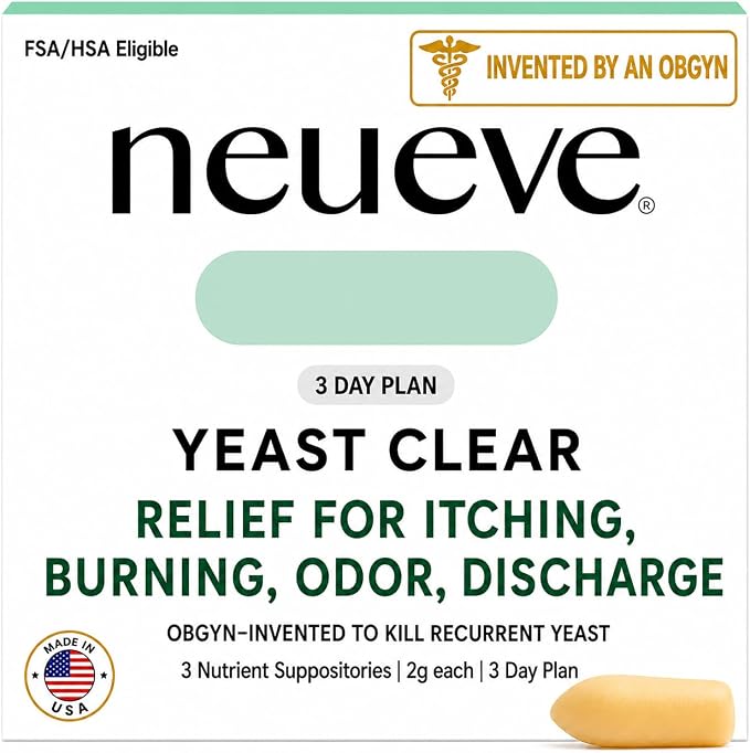 NeuEve Yeast Clear, for Yeast Infection Symptoms, Relieves Burning, Itching & Discharge, with Tea Tree Oil, Myrtle, Sage & Olive Leaf, Invented by OBGYN