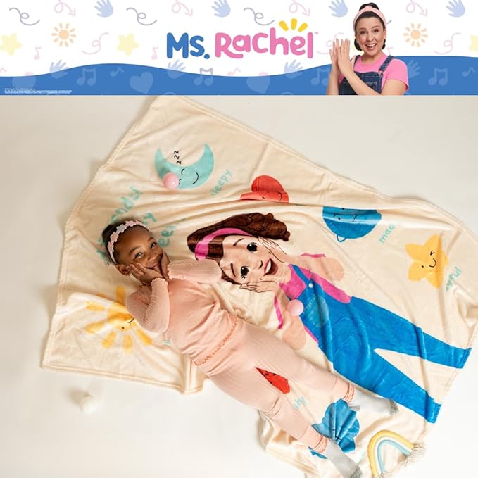 Ms. Rachel Educational Adventures Bedding Super Soft Cozy Throw, 46 in x 60 in, (Officially Licensed Product) by Franco Kids