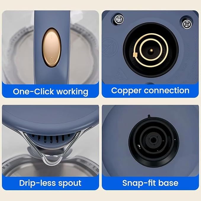Glass Electric Kettle, No Plastic Contact With Water, 1.8L Electric Tea Pot, Automatic Shut-off, Borosilicate glass Visual Boiling, Water Heater & Teapot Perfect For Tea & Coffee