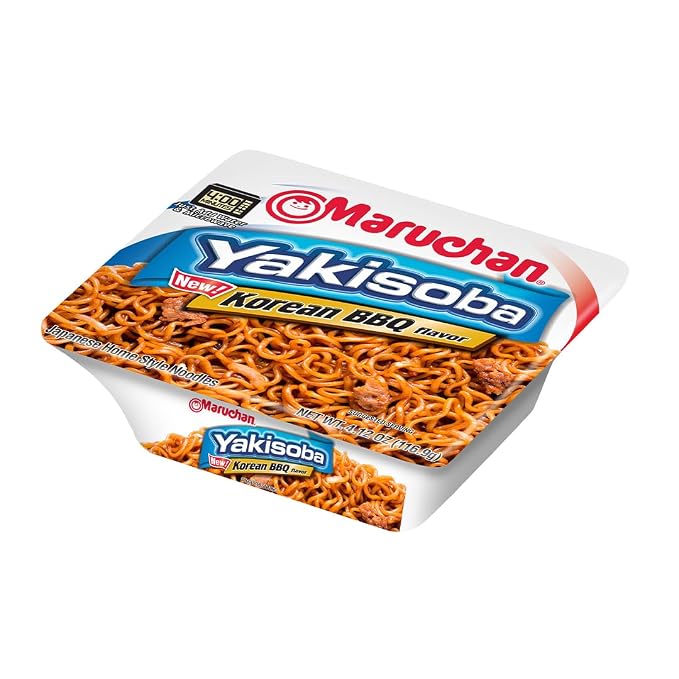 Maruchan Yakisoba Korean BBQ flavor, Japanese Instant Ramen Noodles, 4.12 Oz, 8 Count (Pack of 2)