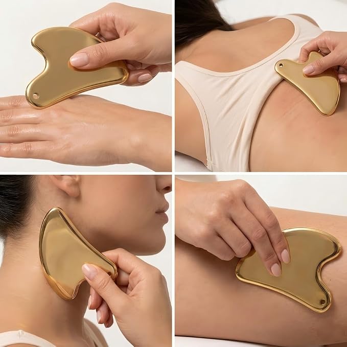 Partition Nursing Scraping Tool Set - Silver Facial Scraping Board and Gold Body Shaping Tool, Lymphatic Massage Tools for Facial Contouring, Jawline Shaping, Neck and Shoulder Relaxation