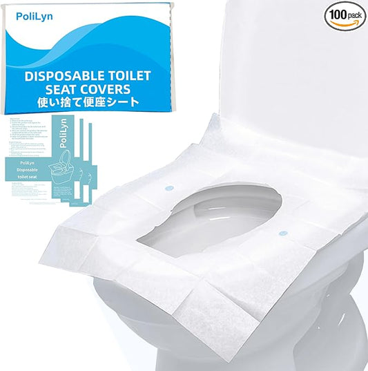 Disposable Toilet Seat Covers | 10 Sheets, Adhesive Secured, Physical Isolation Design | Ideal for Potty Training | Travel Accessories for Public Restrooms, Camping & Airplane (100, M)