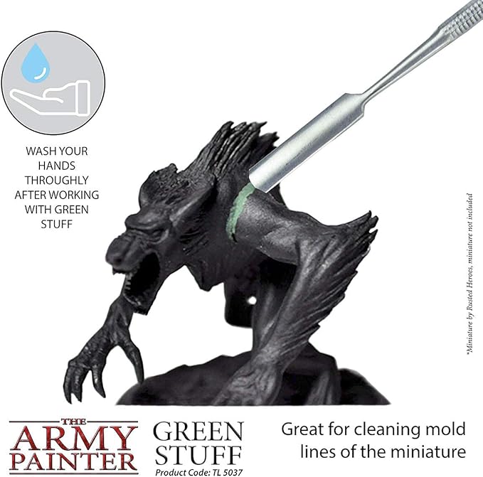 The Army Painter Green Stuff, 2 Part Modelling Clay, 20cm, Mouldable Model Putty Modelling Compound for Miniatures, Easy-to-Knead Green Putty Epoxy Clay for Sculpting