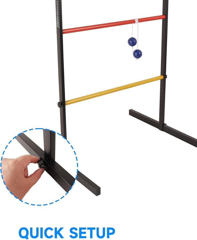 GSE Games & Sports Expert Premium Metal Ladder Ball Toss Game Set with Ladder Bolas & Carrying Case for Outdoor Backyard Lawn