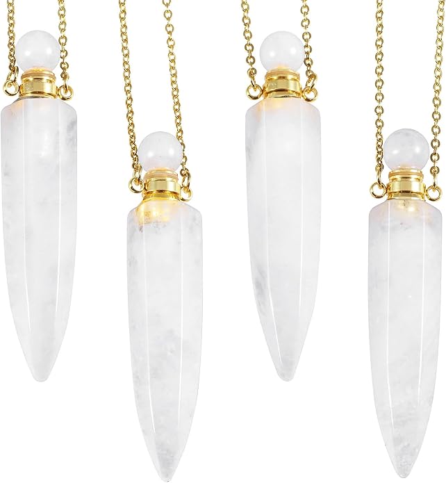 TUMBEELLUWA Crystal Perfume Bottle Necklace for Women Men | Faceted Crystal Point Necklace, Essential Oil Diffuser Vial Necklace, Openable Locket Bottle Jewelry for Daily Wear