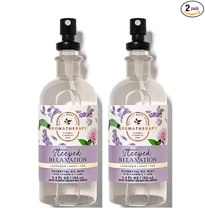 Bath & Body Works Aromatherapy Pillow Mist, 5.3 Fl Oz, 2-Pack (Lavender Mint Tea)
