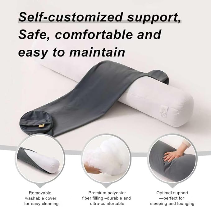 Body Pillow for Adults,Long Round Pillow,Big Cylindrical Pillow,Large Full Bolster Pillows for Side Sleepers (Charcoal Gray, 39.37"*7.87")
