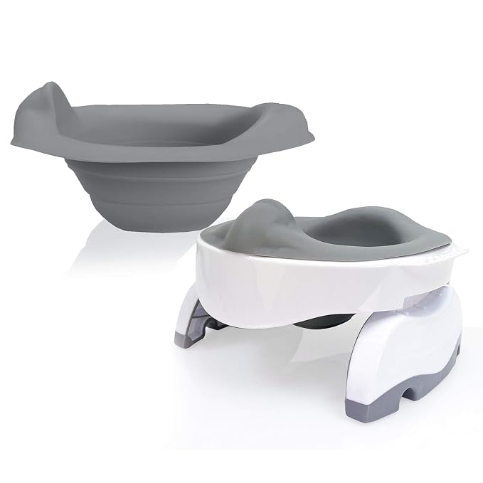 Potette Plus Premium Potty Value Pack: Kalencom 2in1 Potette Plus Premium Portable Potty and Premium Reusable Collapsible Liner for Home Use (White/Gray)