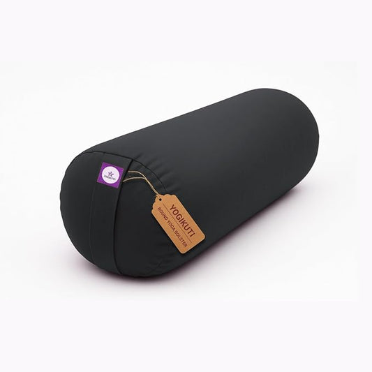Yogikuti Iyengar Yoga Bolster for Restorative Yoga and Meditation – Lightweight Cotton Support Pillow with Handle for Easy Carry, Versatile for Pose Modification, Balance, Back Relief, and Relaxation