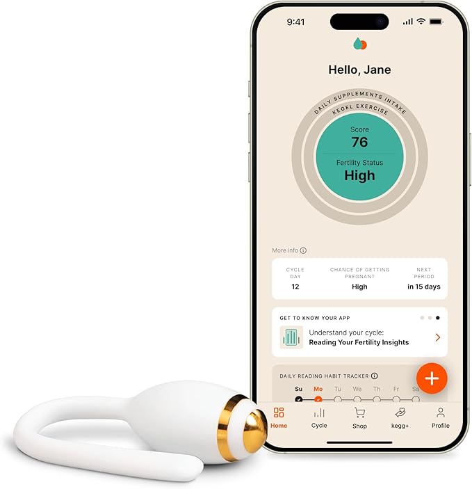 kegg Fertility Tracker + Free Fertility App | Gold | Discover Your Most Fertile Days | No Recurring costs | Predicts Fertile Window | Helps Exercise Pelvic Floor Muscles