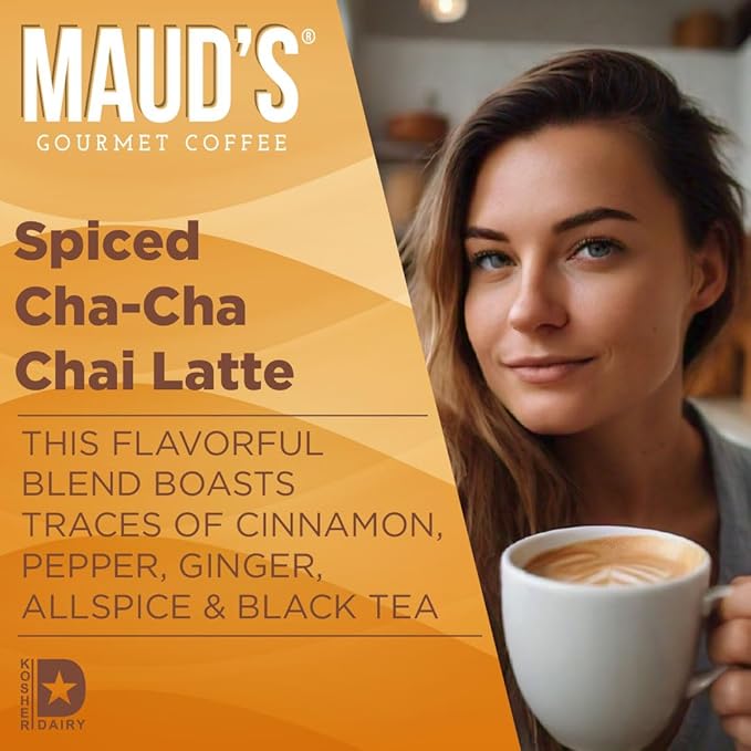 Maud's Spiced Chai Tea Latte, 36 ct, Single Serve Tea Pods - 100% Gourmet Blended Tea Leaves, Compatible with Keurig K Cups Maker