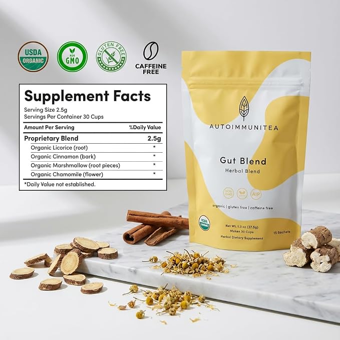 Organic Digestive Tea Loose Leaf Tea Bags – Stomach Soothe, Gut Health Tea, Tummy Tea, Debloating Tea, Marshmallow Root, Licorice Root, Chamomile, Caffeine Free AIP Leaky Gut Blend, 15 Count