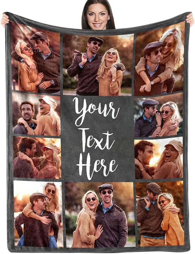 ICELIETE Custom Blanket with Picture Customized Fleece Photo Blanket for Couples Gifts Personalized Blankets and Throws Christmas Valentines Day Gifts for Boyfriend Girlfriend
