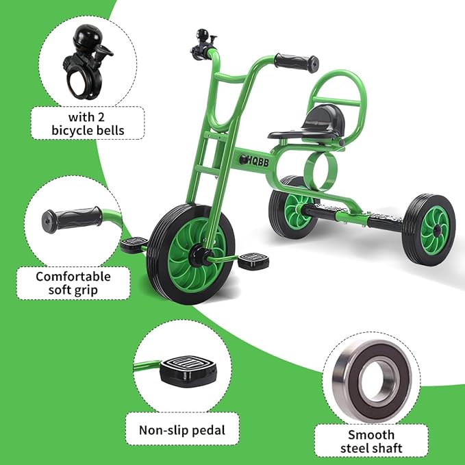 Kids Tricycle for Ages 3+, Preschool Daycare Playground Kids Balance Bike, Home Toddler Trike with Bell and Rubber Wheels, Boys and Girls Indoor/Outdoor Play Equipment