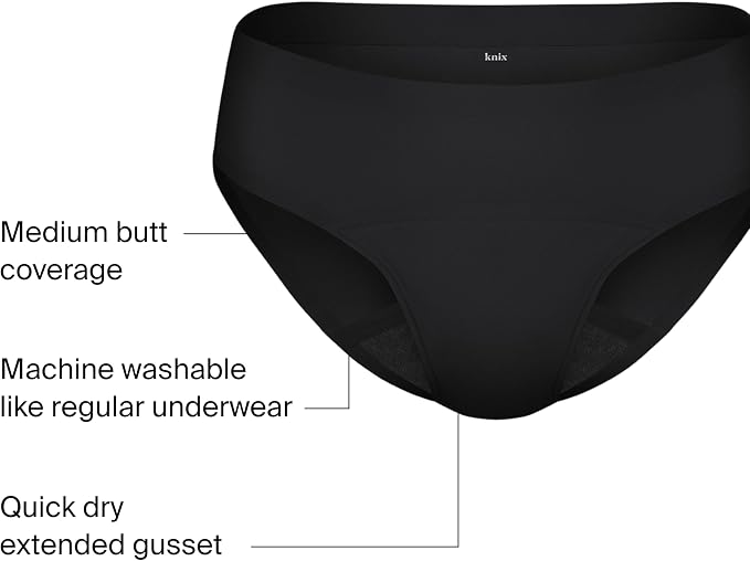 KNIX Super Leakproof No-Show Bikini Period Underwear – Heavy Flow, Reusable Absorbent Menstrual & Incontinence Panties